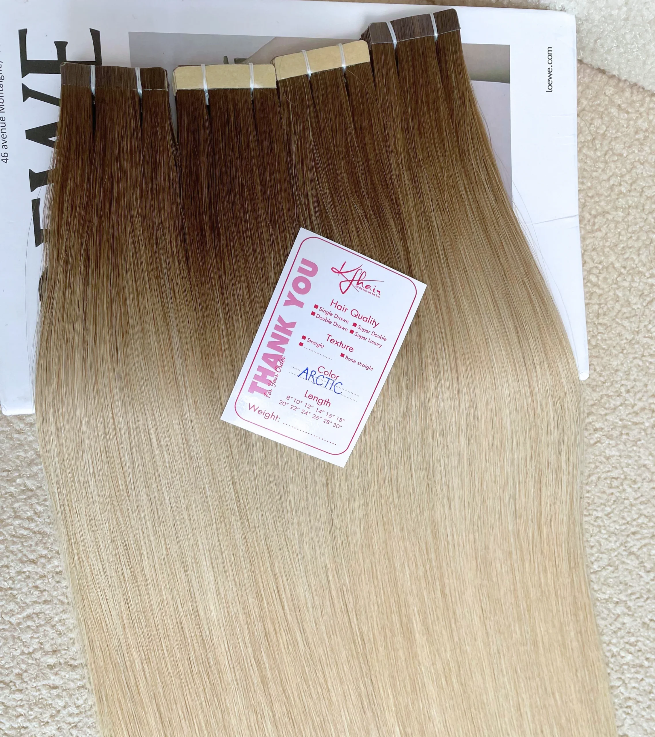 Arctic Color Straight Normal Tape In Hair Extensions - Image 3