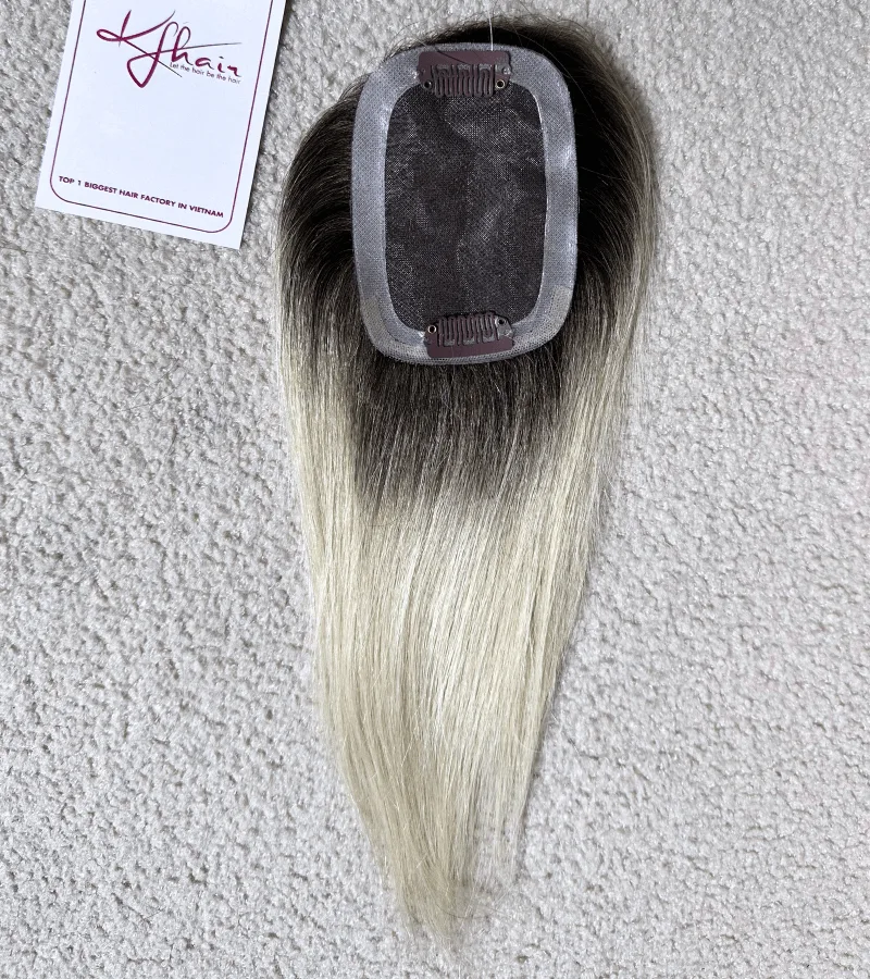 1.8x 3.8 inches Mono With PU Ombre Blonde Color 150% density 10 inches Hair Topper