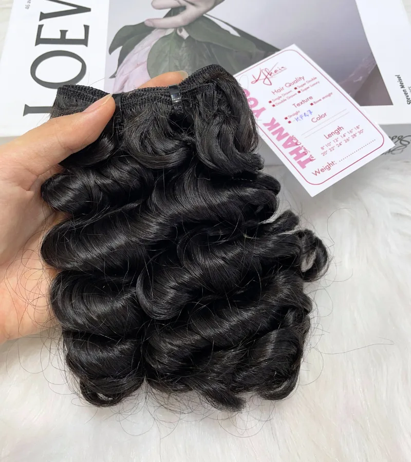 Natural Black Color Remy Human Hair Weft KF47