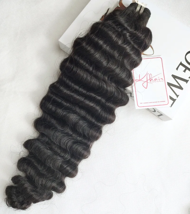 Natural Black Color Deep Wavy 2 Remy Human Hair Weft KF43