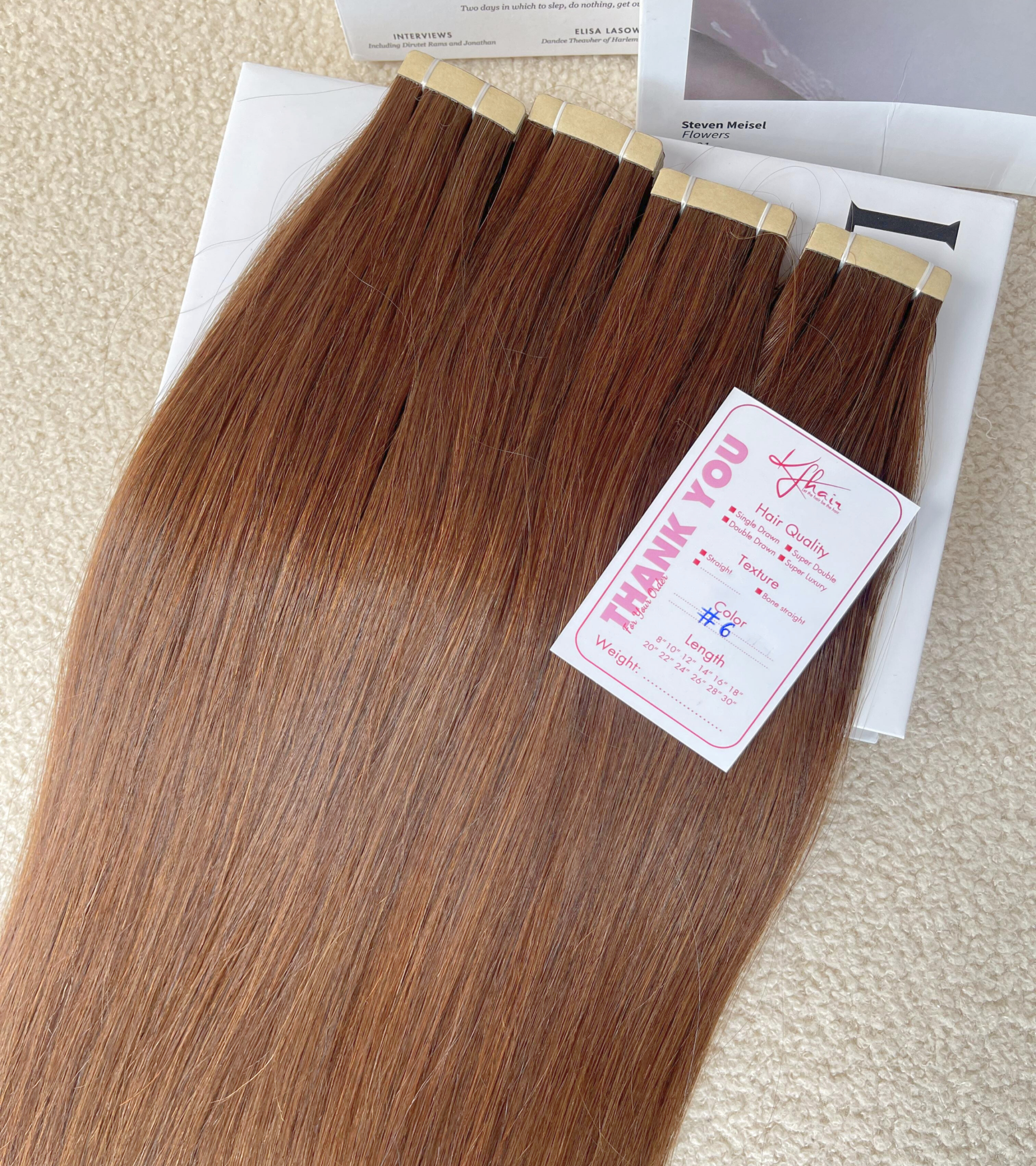 #6 Color Straight Normal Tape In Hair Extensions - Image 3