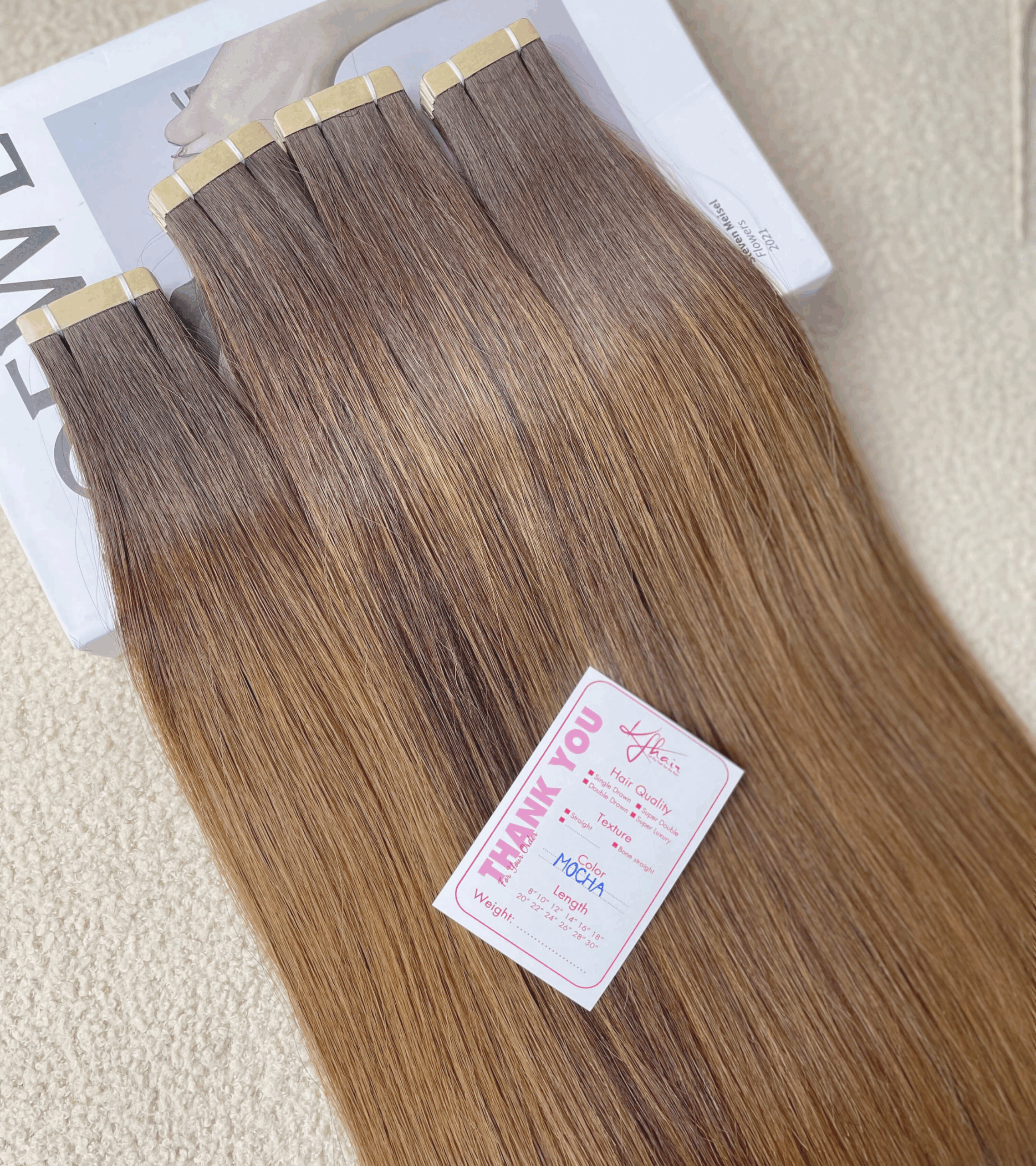 Mocha Color Straight Normal Tape In Hair Extensions