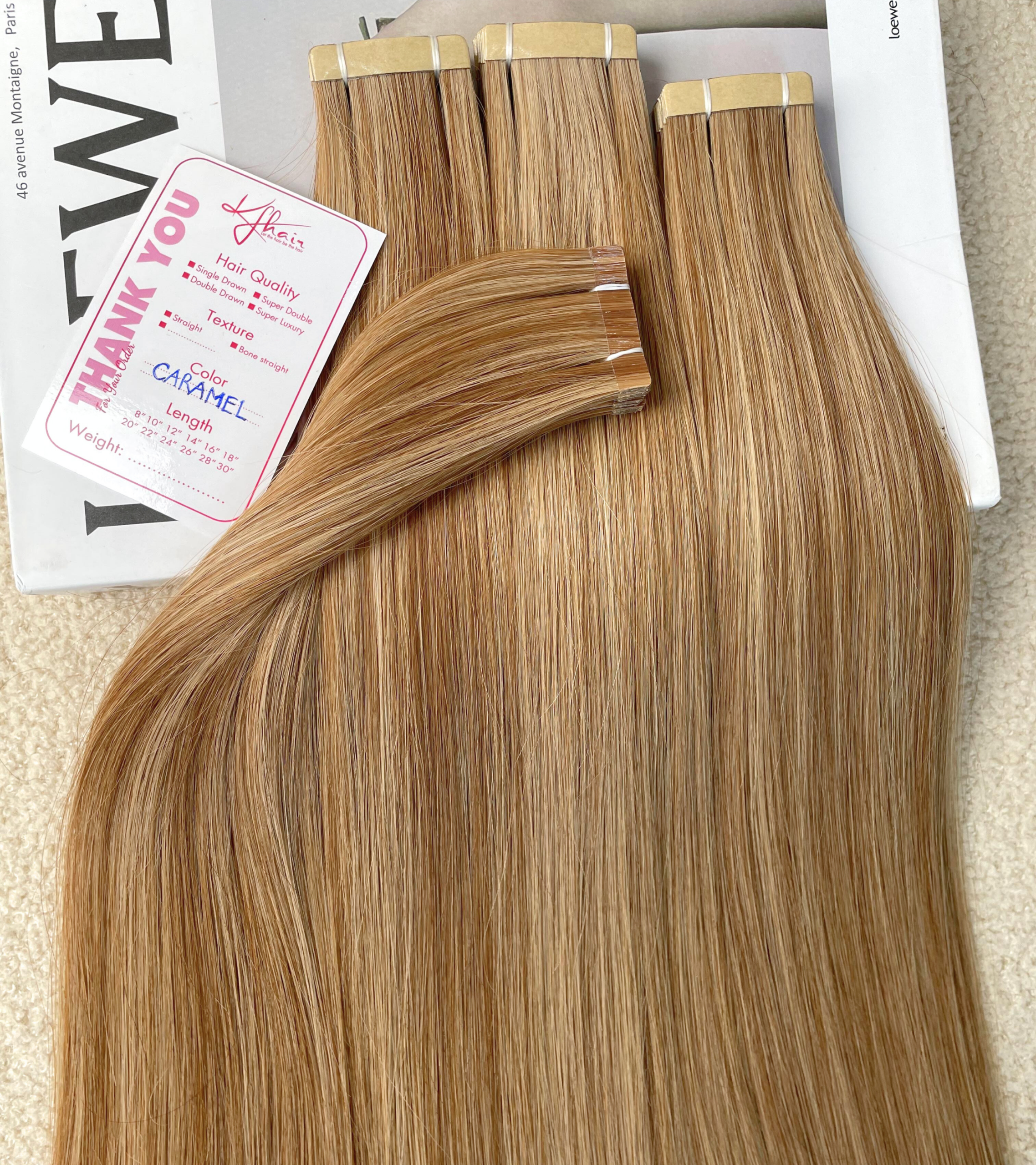 Caramel Color Straight Normal Tape In Hair Extensions - Image 6