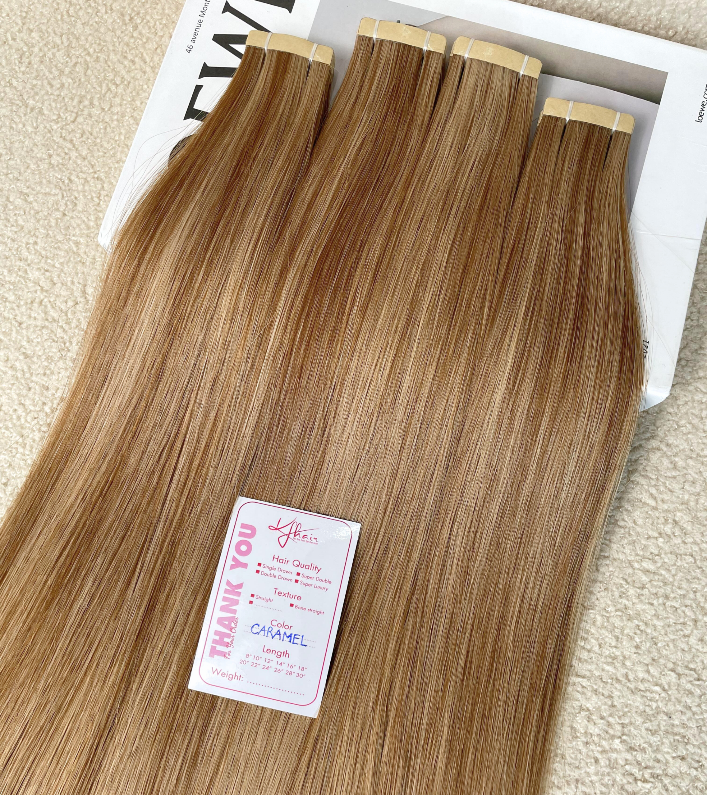 Caramel Color Straight Normal Tape In Hair Extensions - Image 3