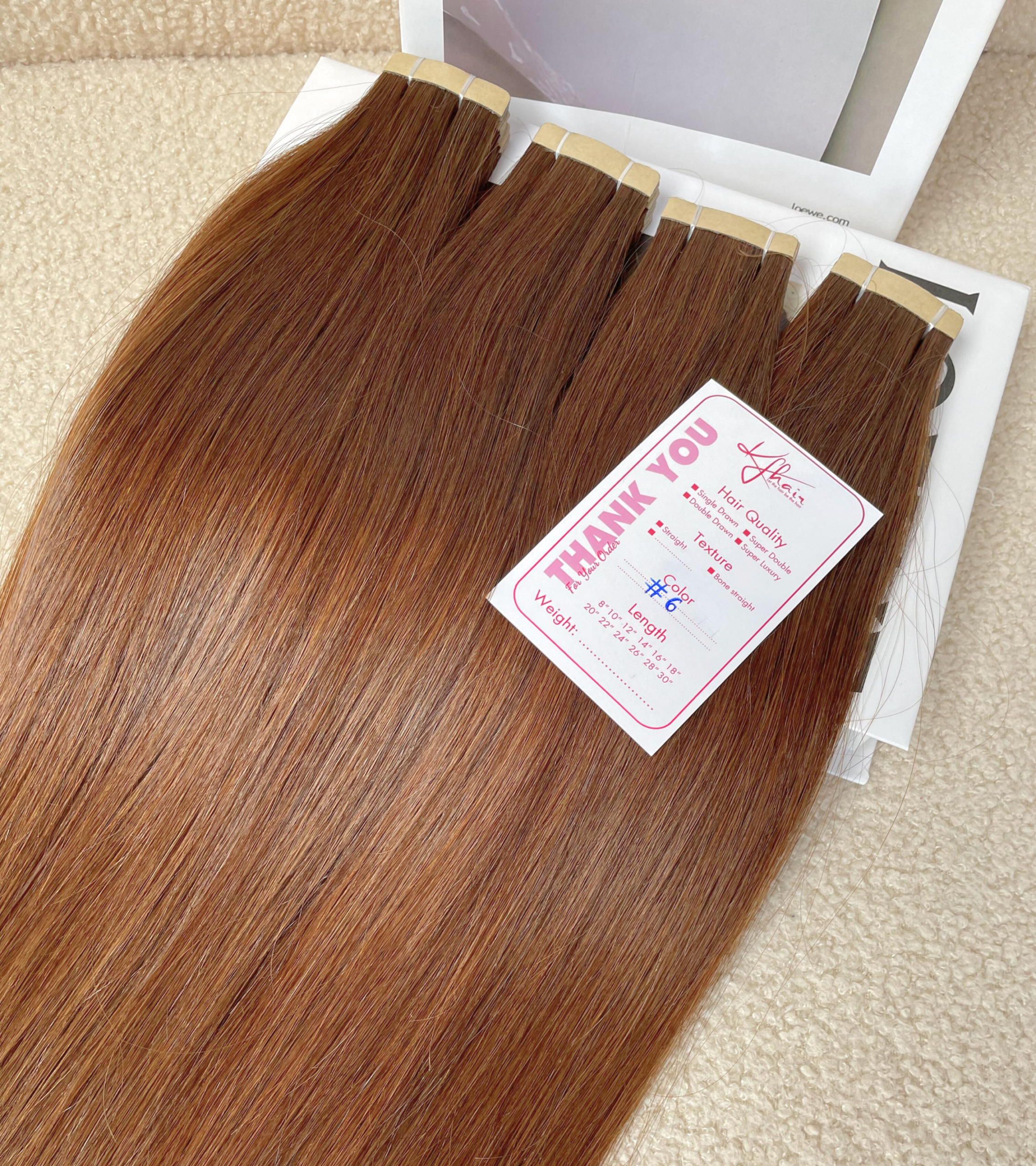 #6 Color Straight Normal Tape In Hair Extensions - Image 6