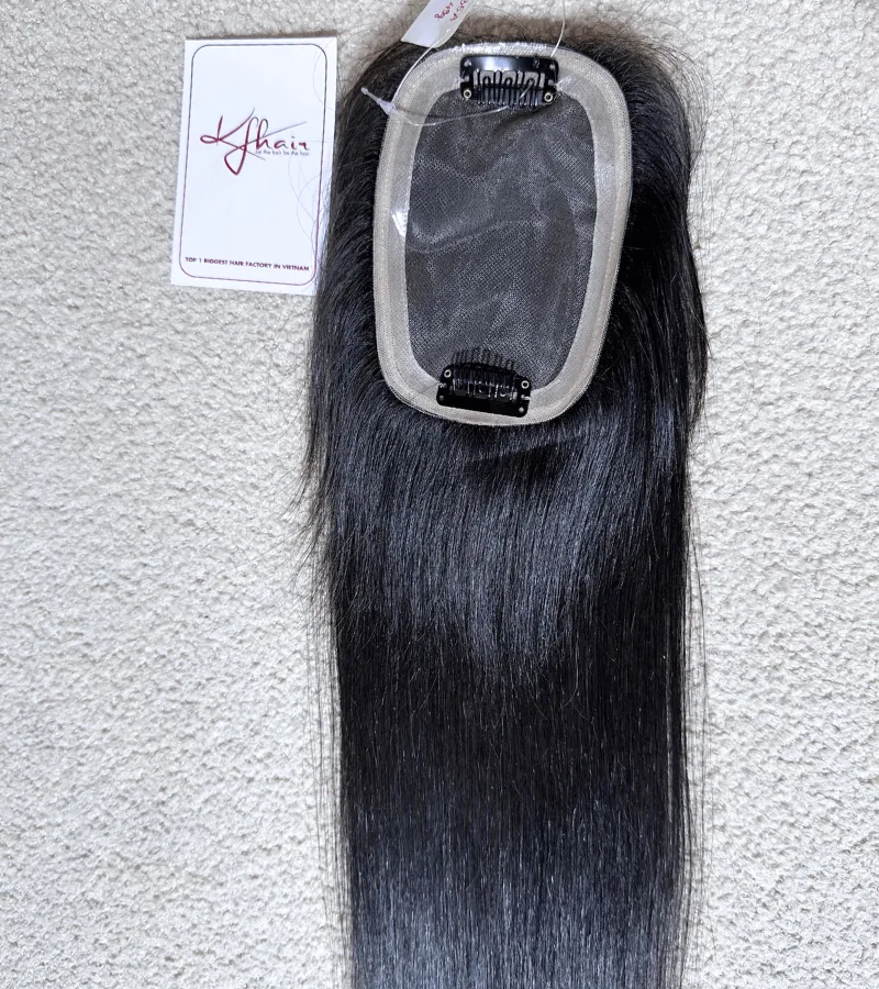 5x3.5 inches Mono With PU #1B Color 150% density 12 inches Hair Topper