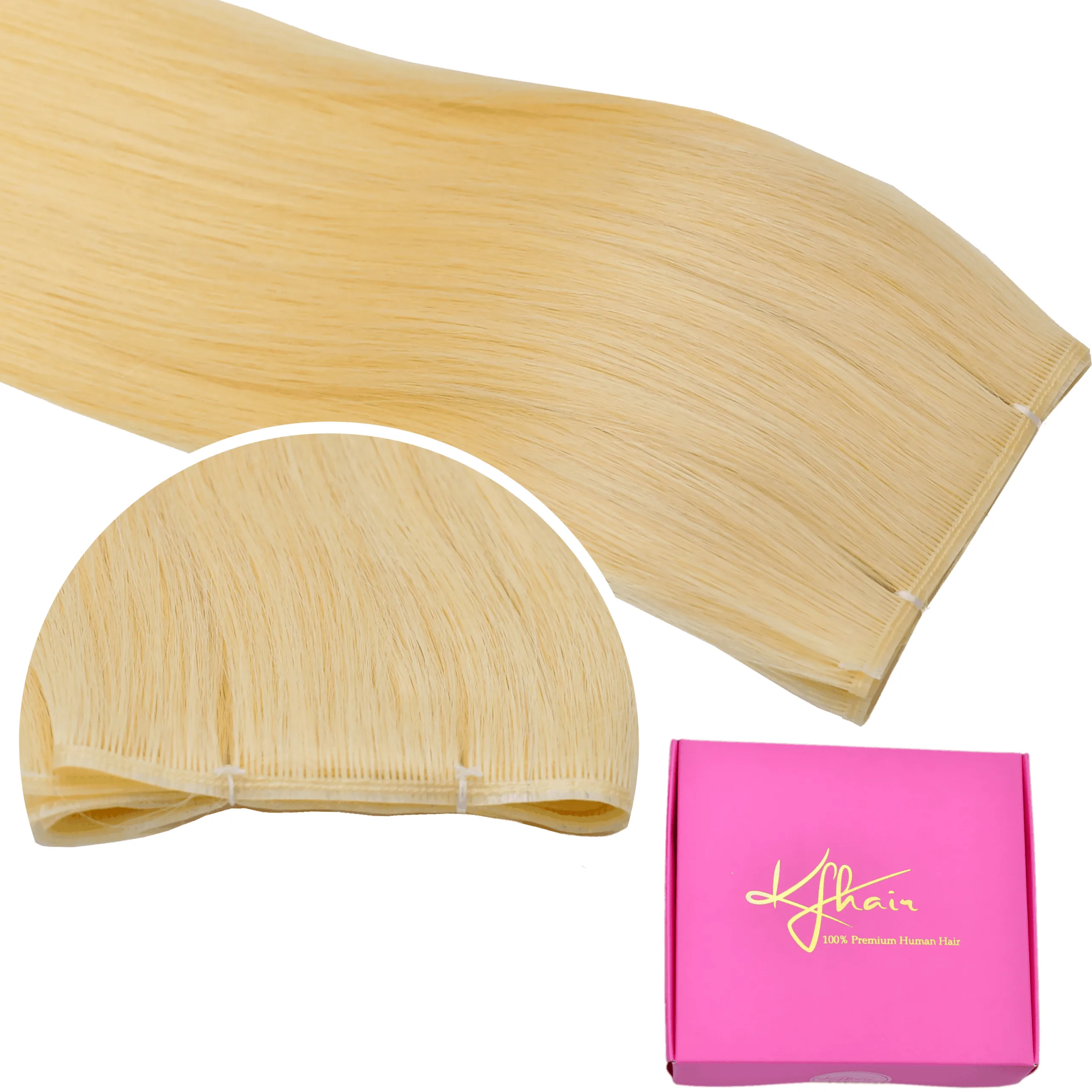 Premium Genius Weft Hair Extensions Human Hair Platinum Blonde Sew in Hair Extensions